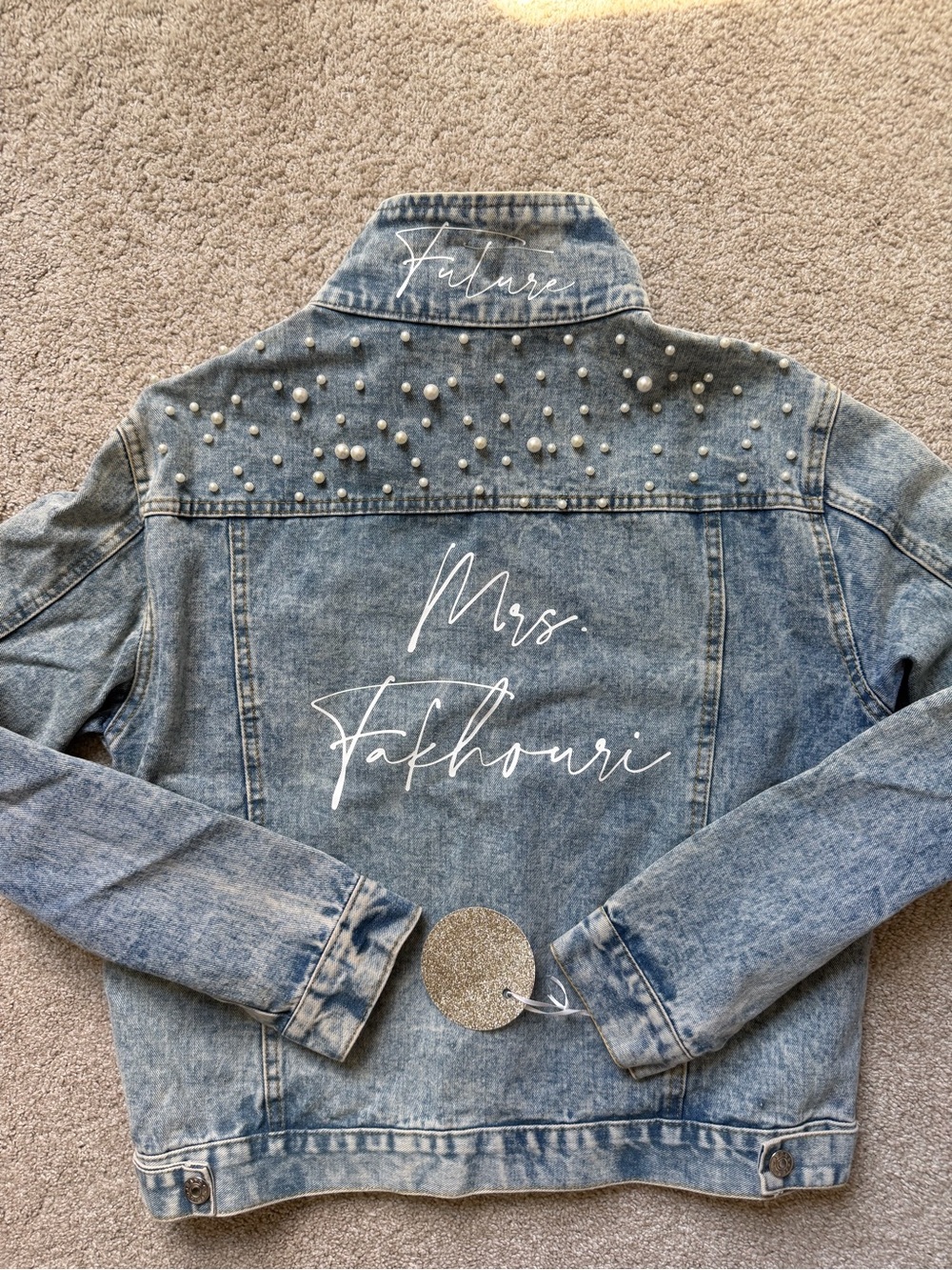 Mrs. Fakhouri Denim Pearl-Embellished Jacket - Blue